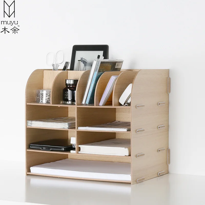 Creative wooden office storage office file rack shelf boxin Card