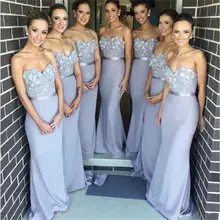 2016 New Bridesmaid Dresses Sweetheart Sheath Long Appliques Floor Length Chiffon Wedding Party Gowns