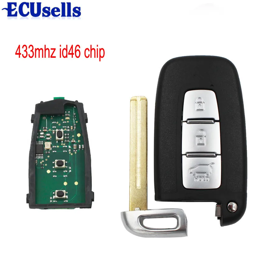 3 Buttons Smart Remote key Keyless Entry Fob 433MHZ WITH ID46 Chip For