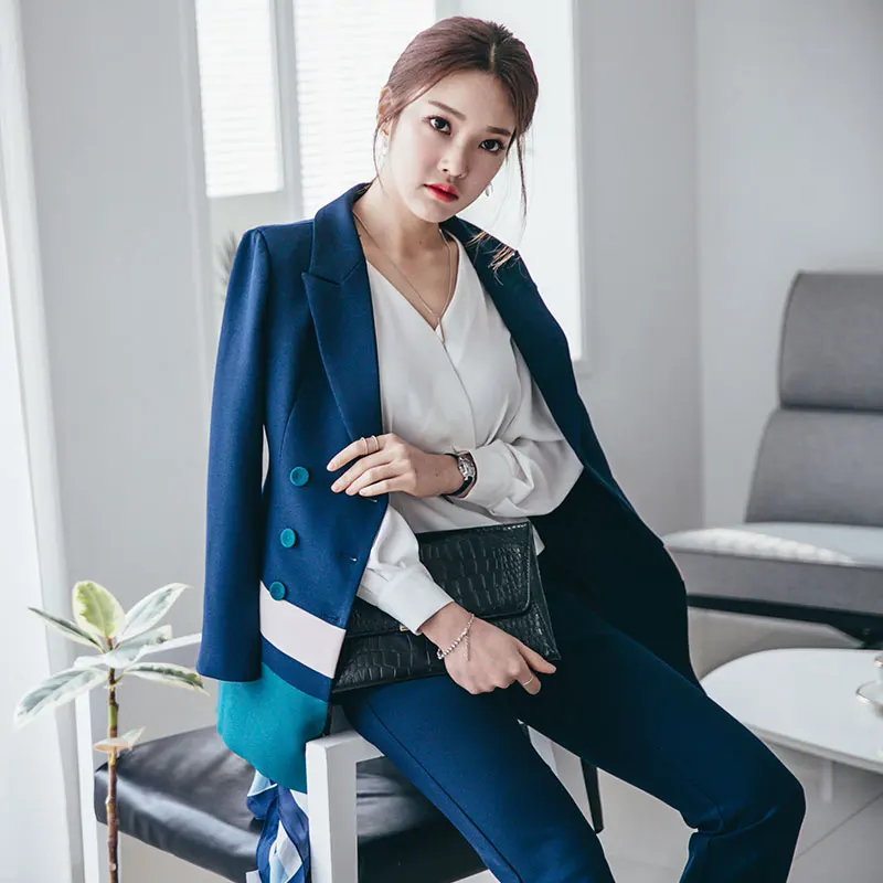 New arrival navy blue women pant womens business clothes for the office New arrival navy blue women pant womens business clothes for the office