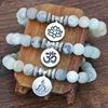 Yumfeel Natural Matte Frosted Amazonite Stone Bracelet OM Lotus Flower Buddha Charm Bracelet & Bangles Stone Jewelry ► Photo 3/6