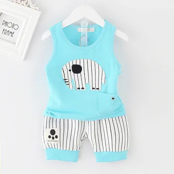 

Summer 2pcs Suits Baby Boy Clothing Set Cartoon Boys Girls Vest Clothes Set Cotton Sleeveless Sports T Shirts Toddler Short DS29