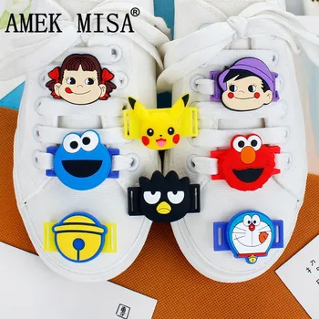 

10Pcs a Set Shoe Decorations PVC Cartoon Sesame Street Casual/Sports Shoes Accessories Novelty Bell Cat Shoelace Charms Doraemon