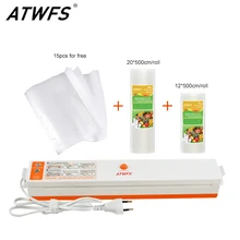 ATWFS вакуумный упаковщик для пищевых продуктов, упаковочная машина, включающая 15 пакетов и рулонов для вакуумных пакетов 20 см X 500 см+ 12 см X 500 см