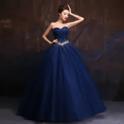 Пышные платья для выпускного вечера элегантное, расшитое бисером кристалл темно-синий вечернее платье Выпускной Корсет красный