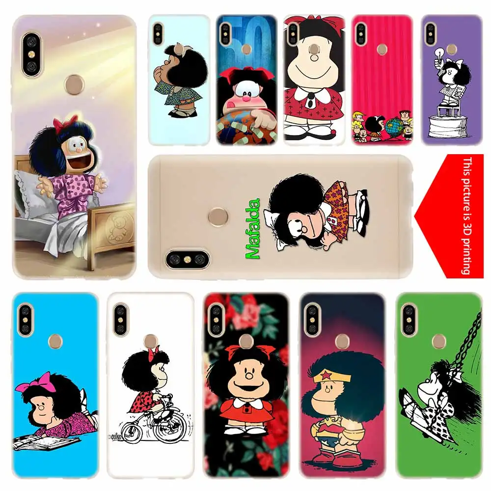 Силиконовый прозрачный чехол Mafalda для Xiaomi Redmi 9A 8A 7A 6A 9AT Note 9 8 7 6 5 Pro 8T 9S мягкий из