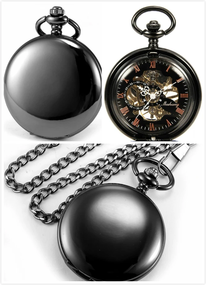 Мужские часы со скелетом в стиле стимпанк, прозрачные механические часы с открытым лицом в стиле ретро, винтажная подвеска, карманные часы