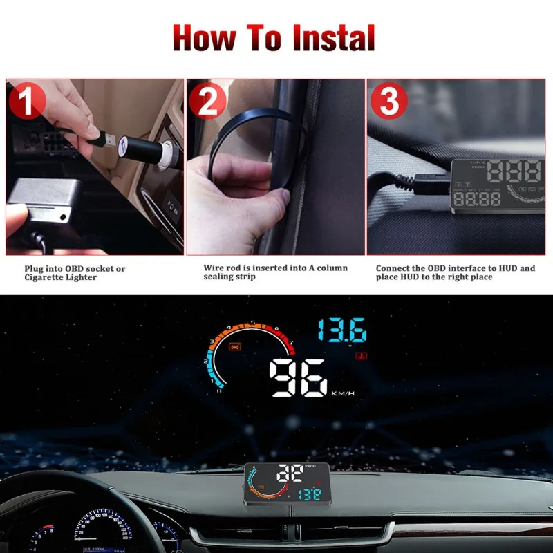  Universal Auto HUB OBD2/GPS Head Up Display Auto Geschwindigkeit Projektor Fahrzeug Windschutzschei