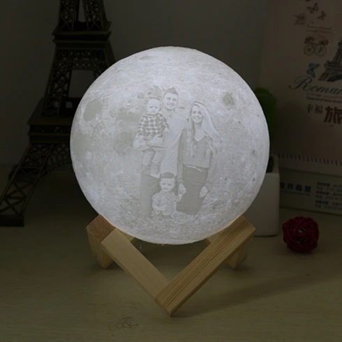 

16 2 color Customized 3D Print Moon Light Touch Switch Remote control Novelty Light LED Personalized Romantic Lunar Moon Lamp