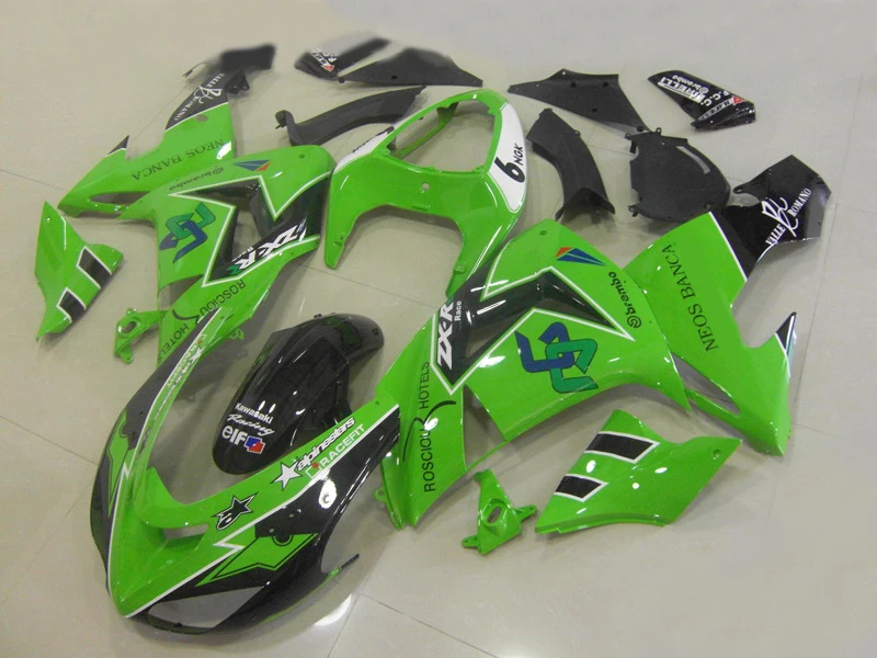

Motorcycle Fairing kit for KAWASAKI Ninja ZX10R 2006 2007 ZX10R 06 07 Green gloss black  ABS Fairings set+7 gifts SK59
