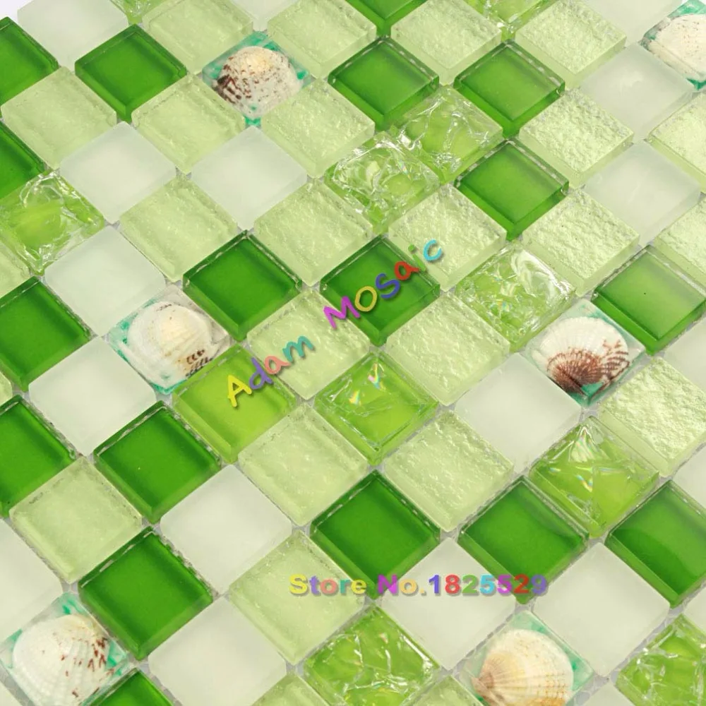 Resin Backsplash Tile Green Glass Bathroom Wall Tiles Kitchen White