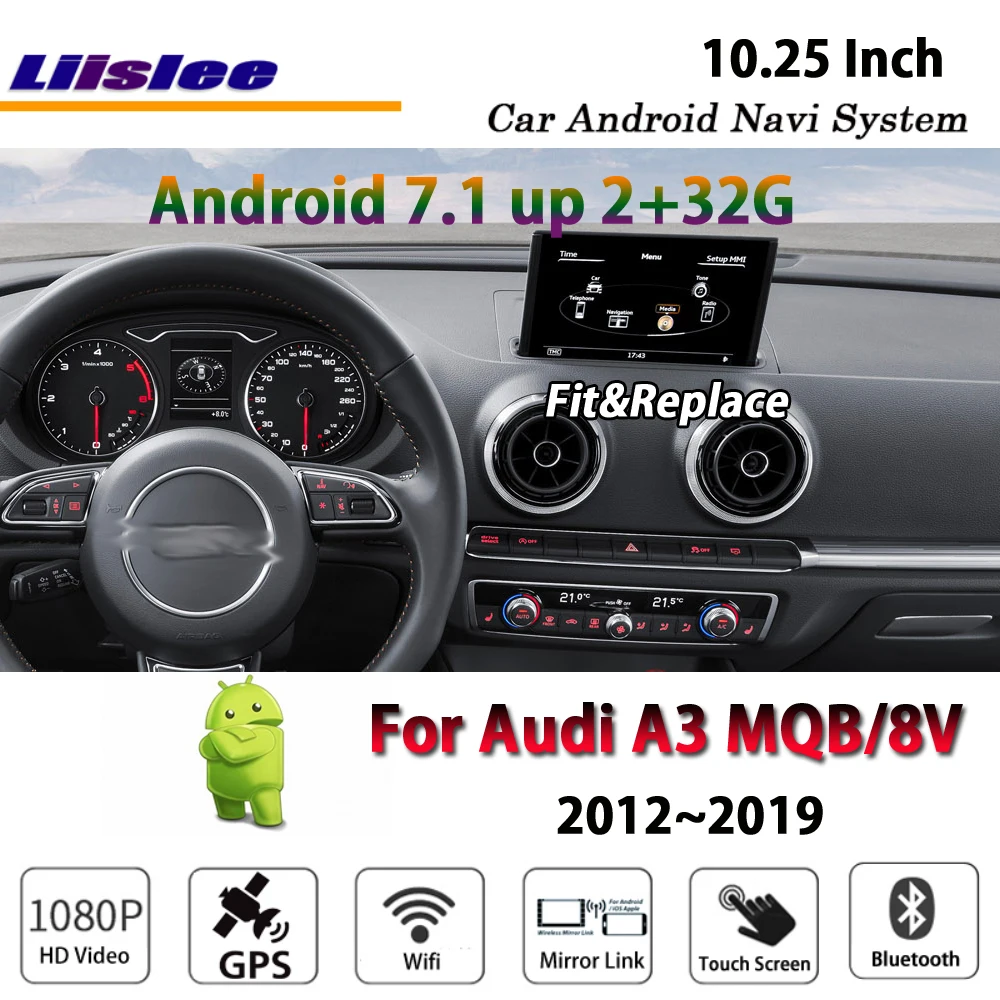 Perfect Liislee Car Android 7.1 2G RAM 32ROM For Audi A3 MQB 8V 2012~2019 Radio Video Carplay GPS Navi Map Navigation System Multimedia 4