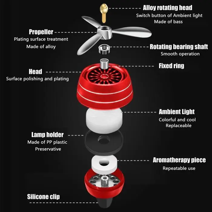 Мини Автомобильный кондиционер, светодиодный светильник, автомобильный арома-вентилятор, удаление запаха свежего воздуха, автомобильные аксессуары для автомобиля