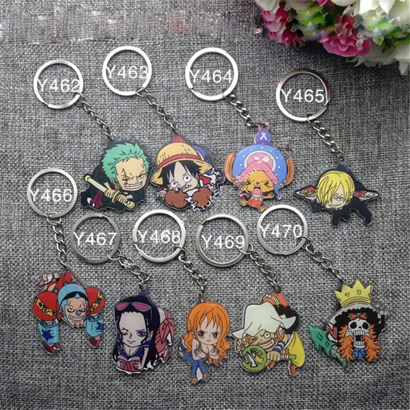Anime ONE PIECE Zoro Nami Usopp Tony Sanji Brook Acrylic Keychain Keyring 9pcs Halloween Cosplay Pendant Christmas Gift | Украшения и