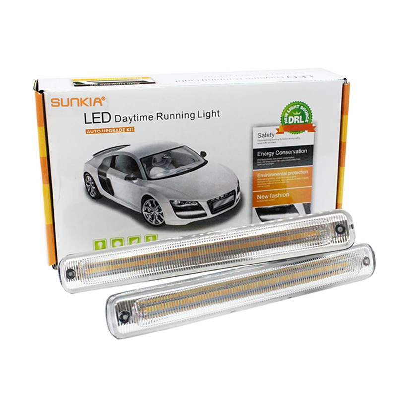 2Pcs/Set SUNKIA External Light 100% Waterproof COB DRL Daytime Running Lights with Turn Signal Lamp & On/Off Function 2Pcs/Set SUNKIA External Light 100% Waterproof COB DRL Daytime Running Lights with Turn Signal Lamp & On/Off Function