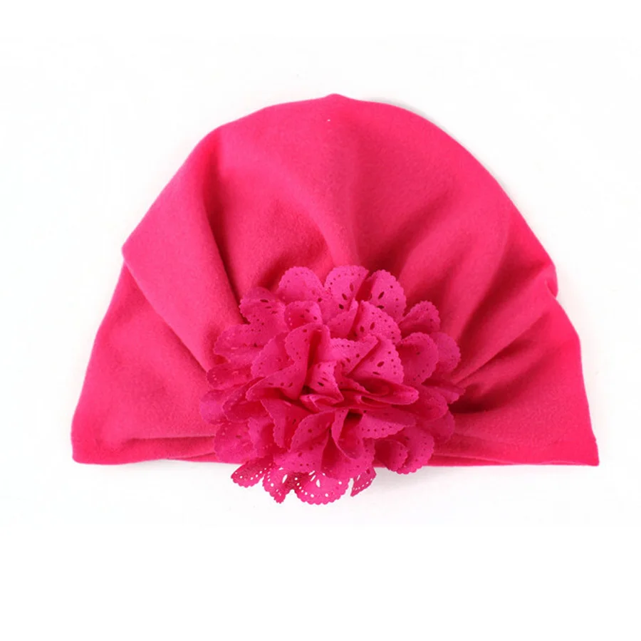 New Elastic Cotton Baby Hat Mesh Flower Newborn Soft Turban Hats Little Girl Beanie Cap Bohemian Style (6)
