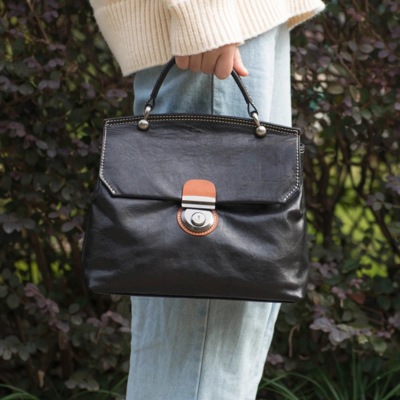 AETOO Postman Bag female Leather retro casual large capacity cowhide handbag shoulder commuter female bag slant bag