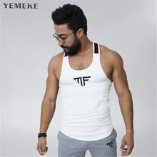 Бренд YEMEKE, модная повседневная мужская летняя майка с круглым вырезом, зауженный крой, принт с буквами, жилет для мужчин s, белый, синий