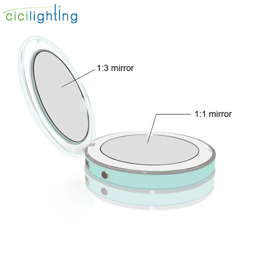 Мини Портативный светодиодный косметический зеркальный светильник USB 5 В перезаряжаемый складной светильник 3X увеличительное зеркало косметический светильник s складная зеркальная лампа