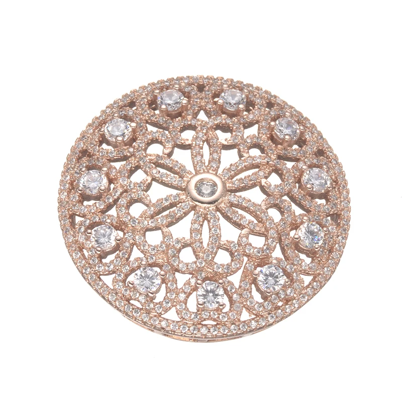 

Micro Pave CZ Pendants Fit Bracelet CZ Jewelry Gold 38mm Round Floating Pendants For Women Choker Necklace Diy Romantic Gifts