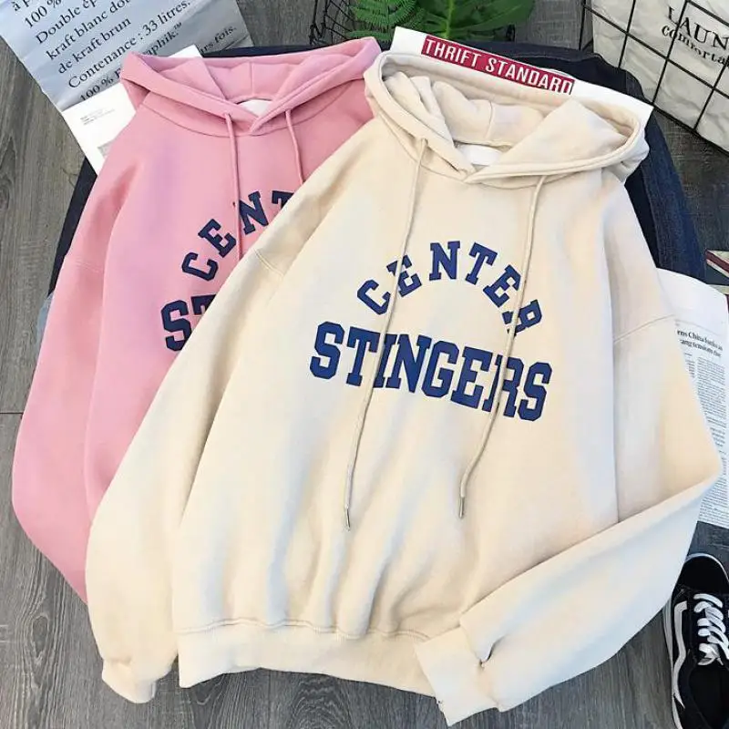  Zuolunouba Winter Thick Section Women's Clothing Print Letter Harajuku Women Hoody Sweatshirt Fashi