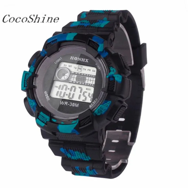 CocoShine A 918 Fashion font b Men b font Waterproof LED Digital Date Military Sport Rubber