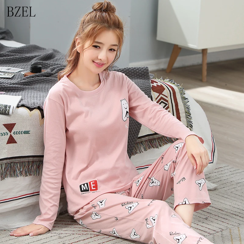 

Women Pajamas Sets Autumn Ladies Cute Sleepwear Woman's Long Sleeved Household Clothing Set Pijamas Feminino Leisure Home Cloth