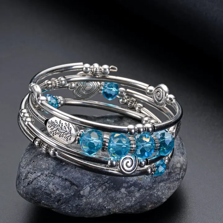 

Bright Moon Natural Crystal Winding Bracelet Heart Heart Tree Multi-layer Multilayer Ladies Bracelet 2.56 Inch