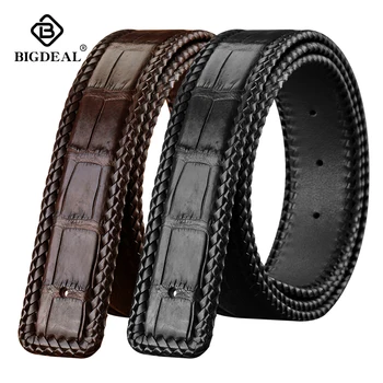 

Men's Crocodile Leather Belts Luxury Brand Designer Belts Business Casual Real Alligator Waistband Smooth Buckle