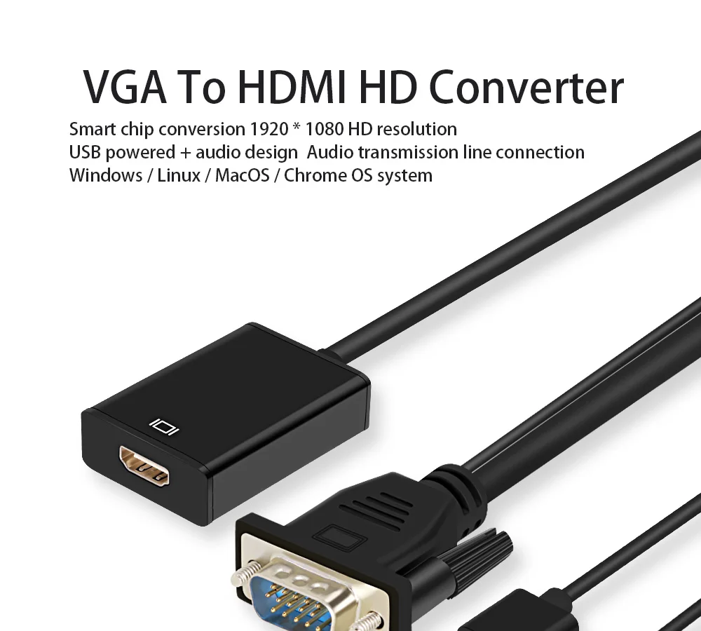 1080 HD Высокое разрешение VGA в HDMI конвертер «Папа-мама» кабель с аудио выходом адаптер для ПК ноутбук к HDTV проектор