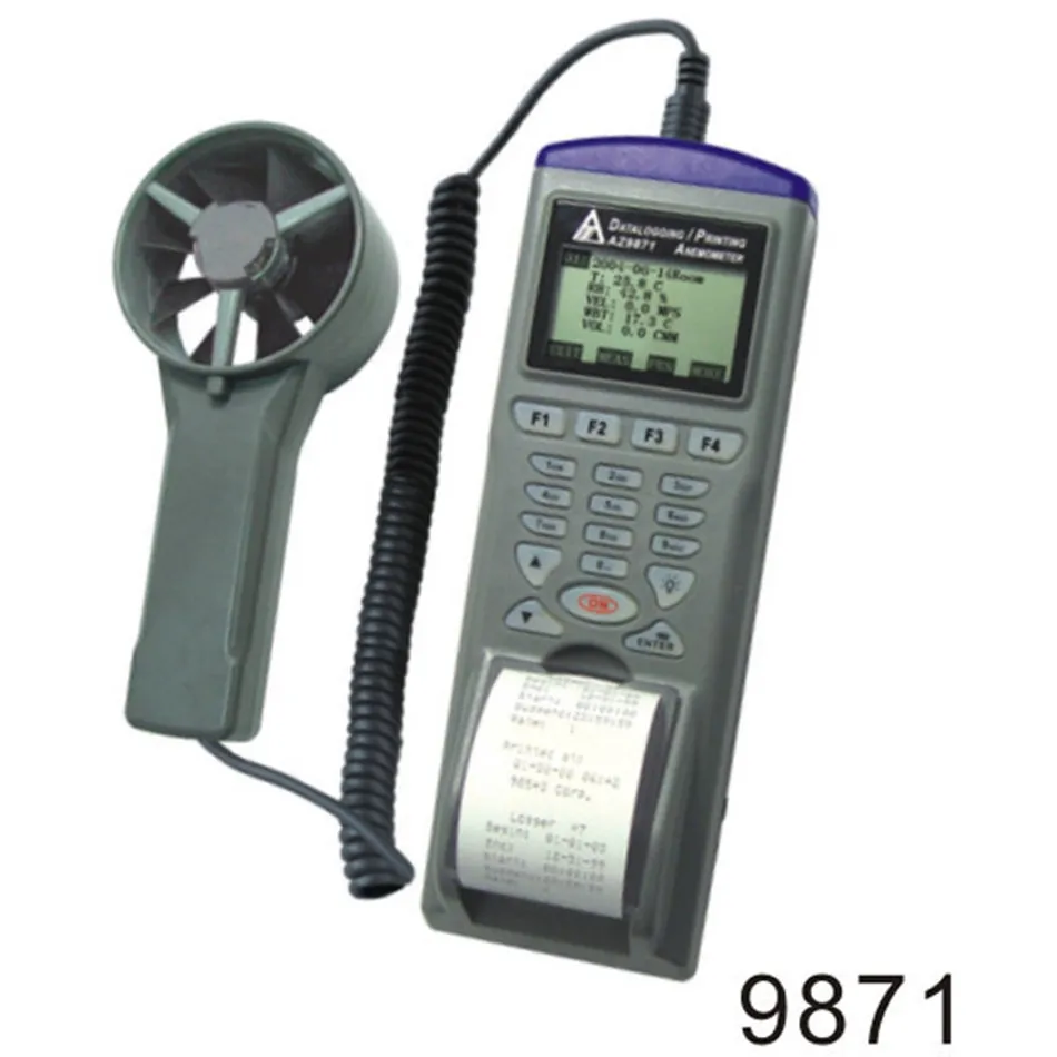 

AZ9871 Humidity Temperature Wet Bulb Air Flow Datalogger Velocity Printing Single Point Automatically Record Up