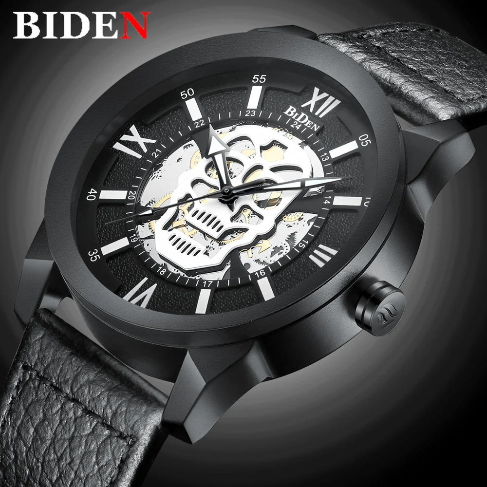 

BIDEN Men's Quartz Watches Top Brand Luxury Men Fashion Casual Watch Man Leather Strap Waterproof Wristwatch Relogio Masculino