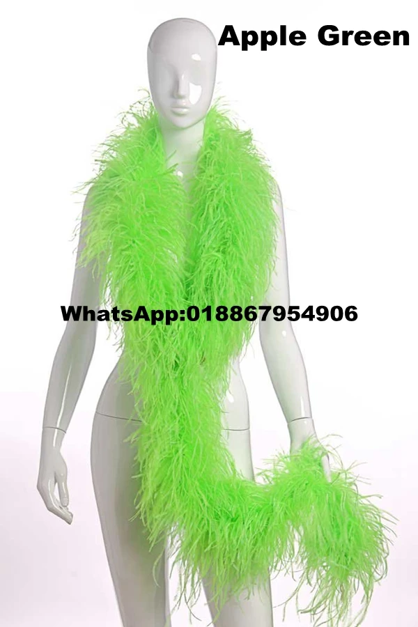 

4ply 10 Meters apple green Ostrich Feather Boas Lady Scarf for Clothing Accessories Wedding Decorations Centerpieces Feathers