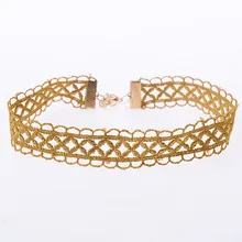 Sexy Hollow Out Lace Green/Yellow Choker Necklace Retro Chocker Collar Necklaces For Women Tattoo Chic Neck Jewelry stylish hollow out solid color choker necklace for women