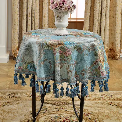 Круглые квадратные скатерти из синели, скатерти для стола, обеденного покрытия, коврики, европейская красота, пряжа, краситель, цветок, полиэстер, для дома, Dec FG901