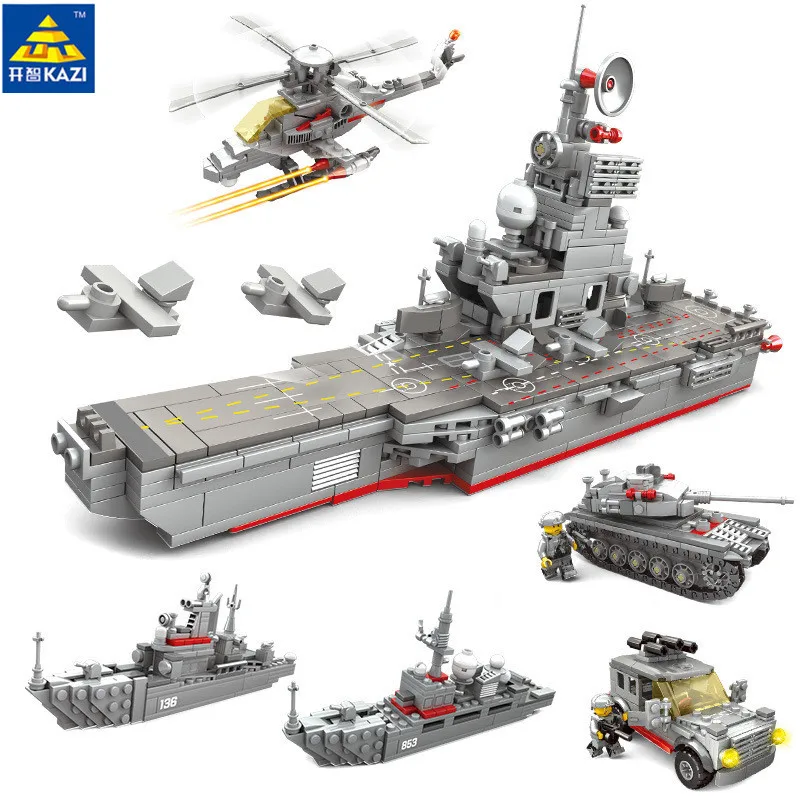 

Kazi 5 In 1 Aircraft Frigate Military carrier Blocks 861pcs Bricks Building Blocks Sets Education Toys For Children
