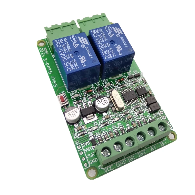 

Modbus RTU 2-way relay output 2-way switch input RS485 TTL 12V input