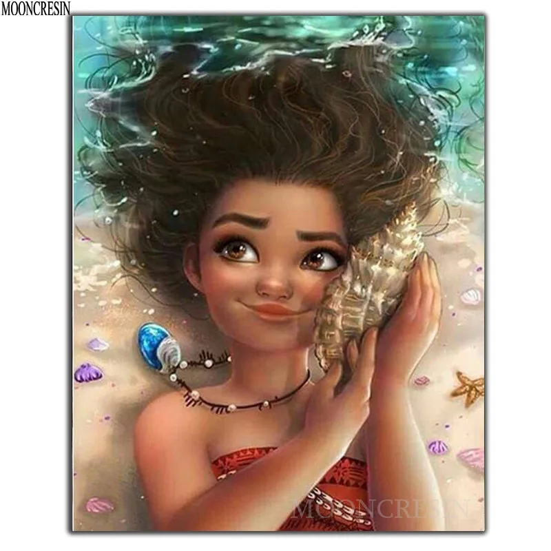 

Diy Diamond Painting Cross Stitch Girl Playing At The Beach Needlework Diamond Embroidery Full Round Mosaic Decoration Resin Kit
