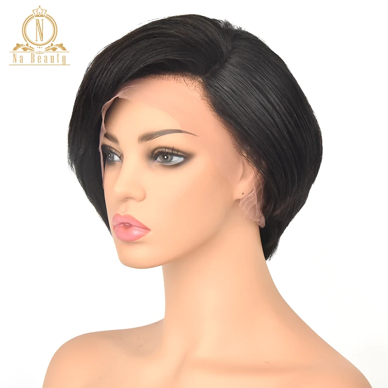 13x6 Lace Front Human Hair Short Bob Wigs Pixie Cut Ombre Color 1B 27 613 Blonde Black Straight For Women Brazilian Remy Hair