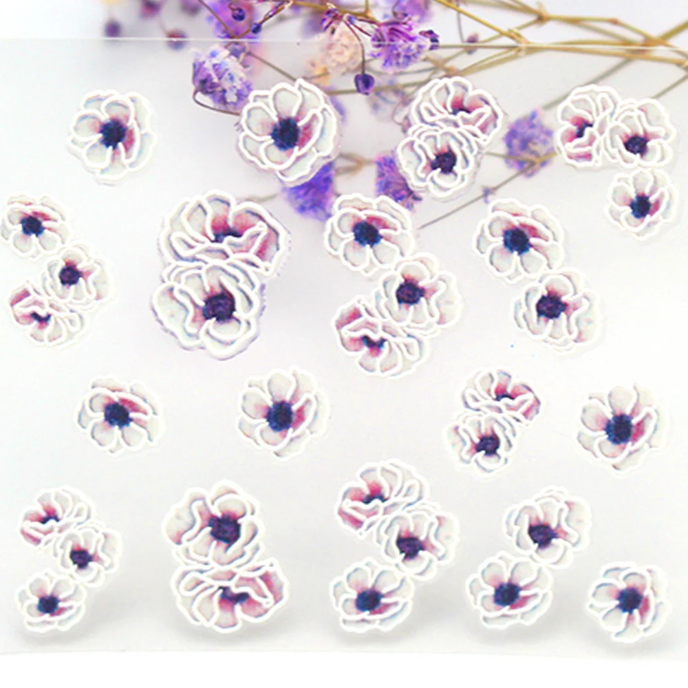 

1Pc 5D Nail Art Stickers Summer Flower Design For Manicure Wrap Adhesive DIY Decoration Nail Slider Paper