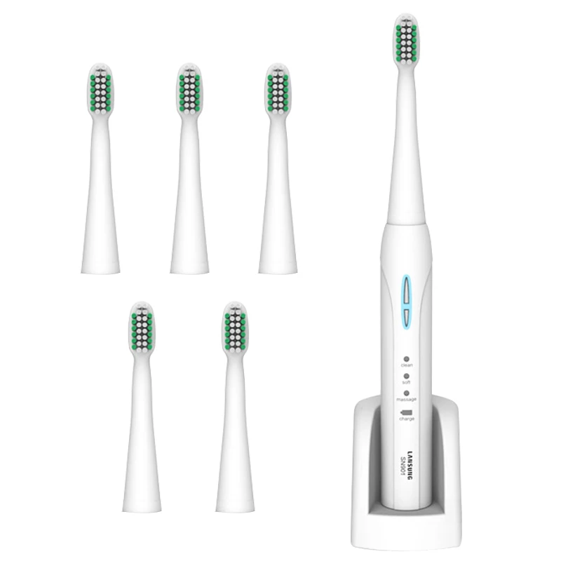 Tanie Lansung elektryczna soniczna szczoteczka do zębów dla dorosłych inteligentna szczoteczka Ultra sonic akumulator 8 główki szczoteczek do zębów wymienne wybielanie
