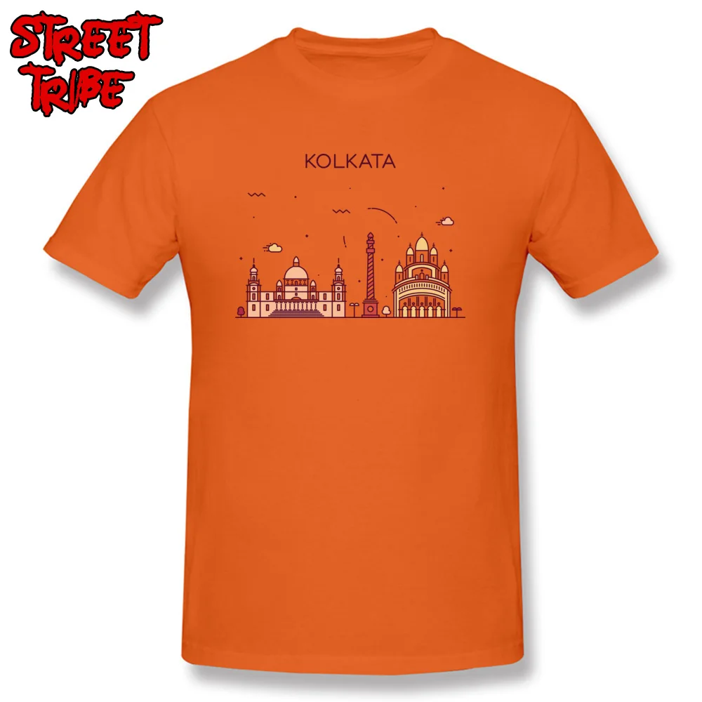 calcutta vector 24867 T-shirts for Men Geek Summer/Fall Tops & Tees Short Sleeve Latest Casual Tee Shirts Crew Neck All Cotton calcutta vector 24867 orange