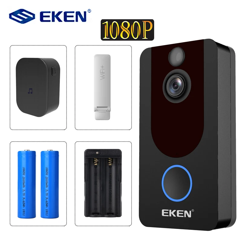 Eken V7 1080P смарт WiFi видео дверной звонок камера визуальный домофон звонок ночного видения IP дверной звонок беспроводная домашняя камера безопасности