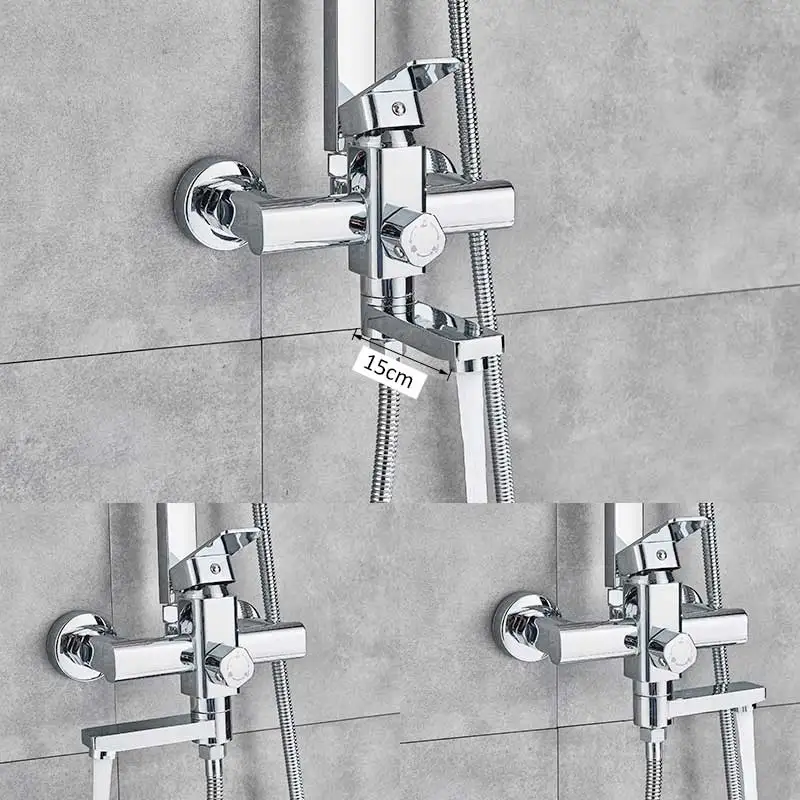 Chrome shower Faucets Bathtub faucet Bathroom Shower Faucet Bath Mixer Handshower Wall Mounted Rainfall 8‘’Shower Sets Mixer Tap