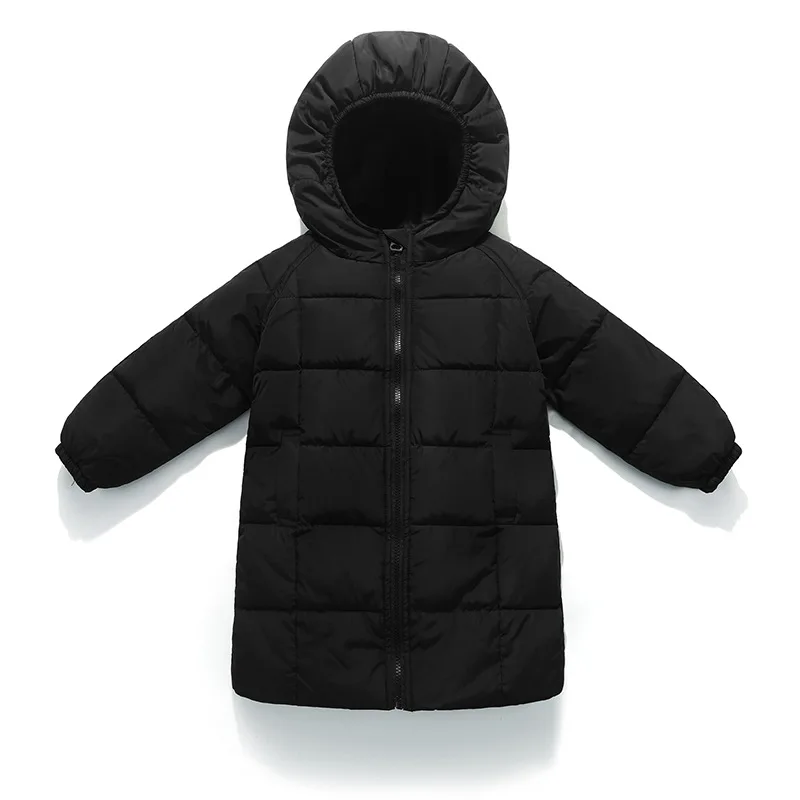 Детская зимняя куртка для девочек, пальто для мальчиков, теплые пуховые куртки высокого качества с капюшоном, Детская верхняя одежда, куртка для девочек 3, 4, 5, 6, 7, 8, 9 лет - Цвет: Черный