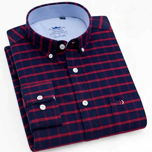 Новое поступление, мужская рубашка с длинным рукавом, хлопок, camisa social, мужские Рубашки, Топы, Оксфорд, мужская рубашка, мужская рубашка в клетку и полоску, 4XL - Цвет: 1806 52