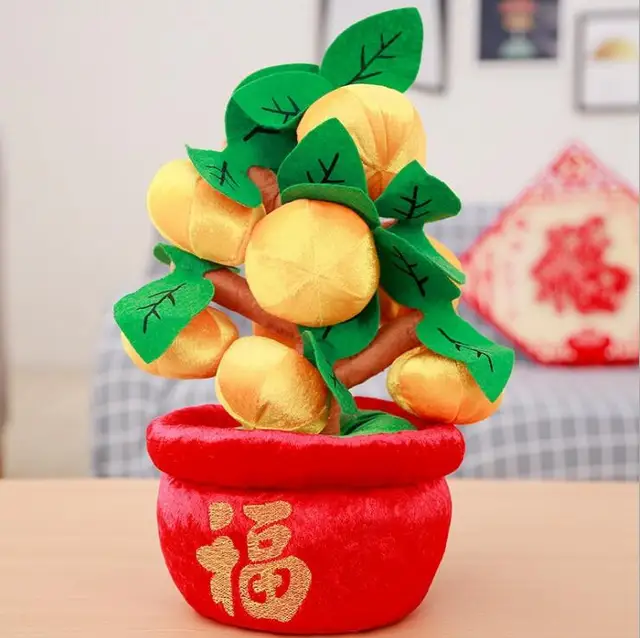 Simulation fruit soft toys orange tree plush toy Lucky pillow sunflower peach tree bonsai plush toy cloth toy ornament gift