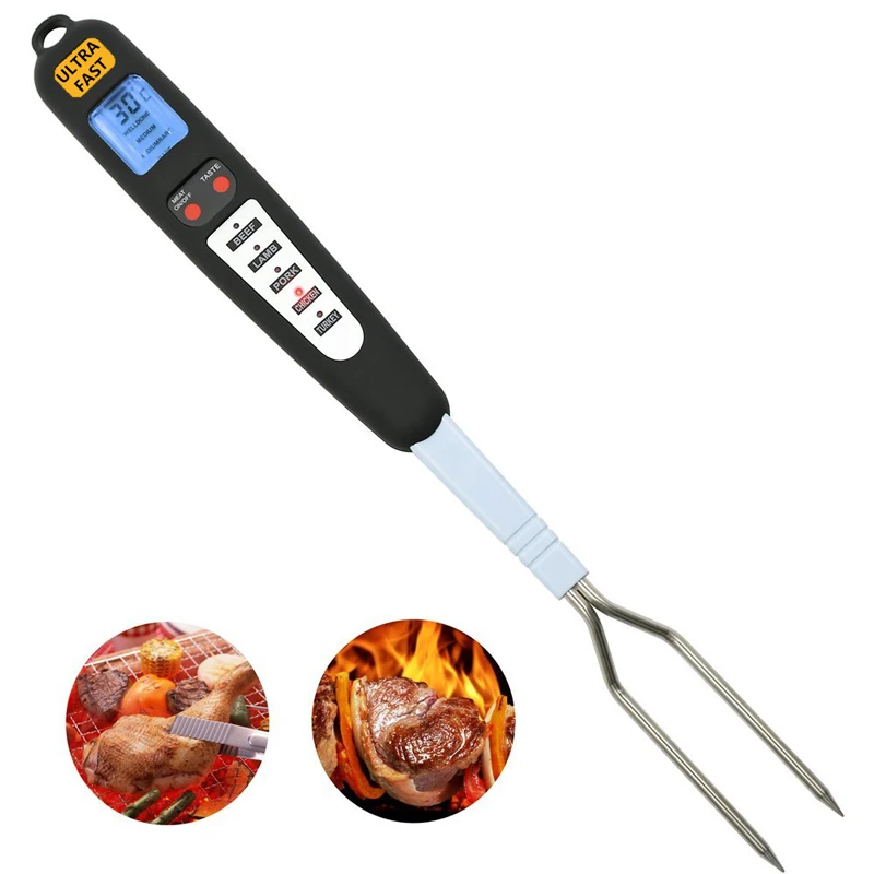 

EAAGD Digital Meat Thermometer Fork Instant Read Thermometer with LED Screen and Ready Alarm -Long Fork for Barbecue and Cooking
