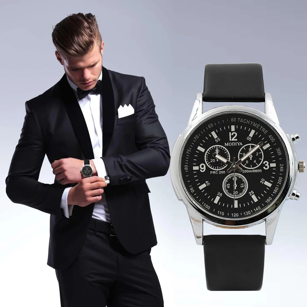 

Men Watches 2019 Luxury brand Three Eye Watches Quartz Men's Watch Blue Glass Belt Watch Zegarek Meski relogios masculino 30X