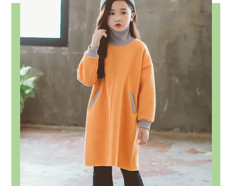 solid loose velvet dress baby girls 2018 winter clothing kids pockets turtleneck girl straight dresses for 14 years old clothes (17)
